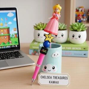 Super Mario Princess Peach Pink Character Pen -handmade